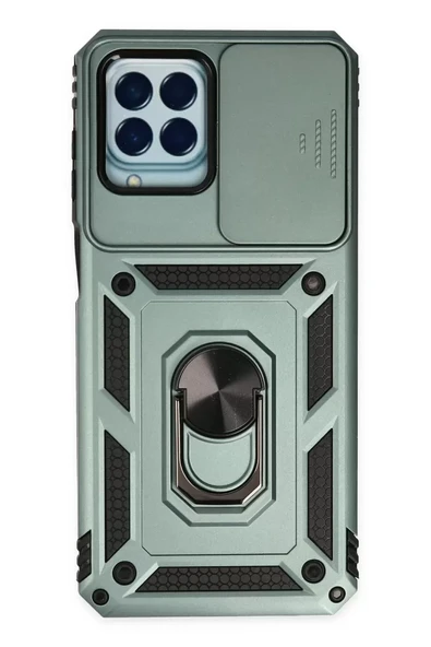 Newface Samsung Galaxy M33 Kılıf Pars Lens Yüzüklü Silikon - Yeşil ürün görseli 1