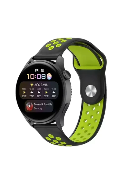 Newface Watch 20mm Spor Delikli Kordon - Siyah-Yeşil ürün görseli 1