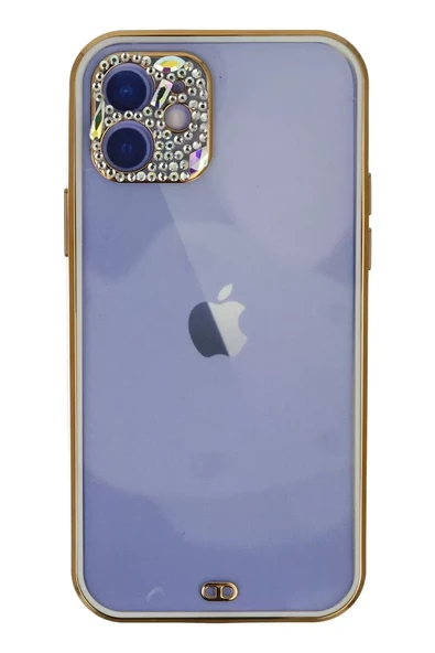 Newface Apple iPhone 12 Kılıf Liva Taşlı Silikon - Beyaz ürün görseli 1