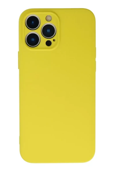 Newface Apple iPhone 13 Pro Max Kılıf Nano içi Kadife Silikon - Sarı ürün görseli 1