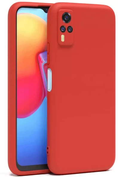 Newface Vivo Y53S Kılıf Nano içi Kadife Silikon - Kırmızı ürün görseli 1