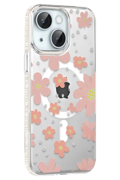 Joko Apple iPhone 14 Floral Magsafe Kapak - Pembe ürün görseli 1