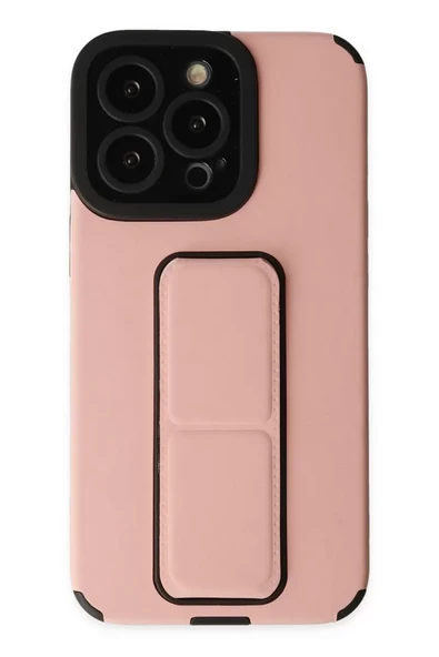 Newface Apple iPhone 13 Pro Max Kılıf Mega Standlı Silikon - Pudra ürün görseli 1