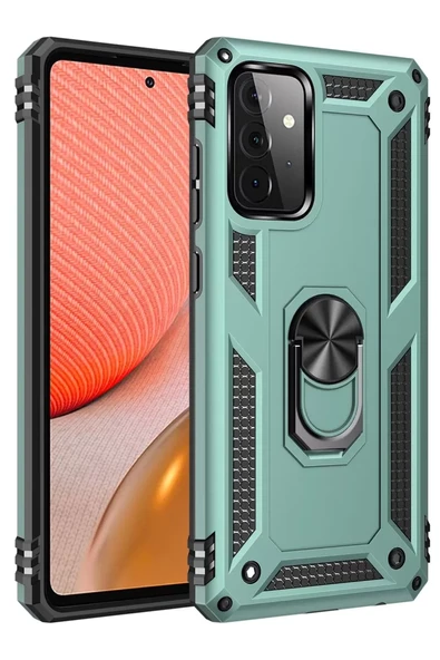 Newface Samsung Galaxy A72 Kılıf Sofya Yüzüklü Silikon Kapak - Yeşil ürün görseli 1