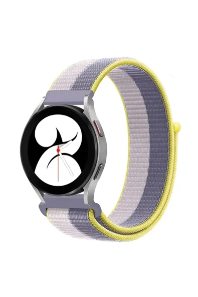 Newface Samsung Galaxy Watch 4 Hasırlı Cırtcırtlı Kordon - Gri-Beyaz ürün görseli 1