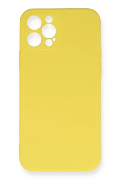 Newface Apple iPhone 12 Pro Max Kılıf Nano içi Kadife Silikon - Sarı ürün görseli 1