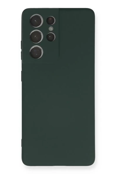 Newface Samsung Galaxy S21 Ultra Kılıf Nano içi Kadife Silikon - Koyu Yeşil ürün görseli 1
