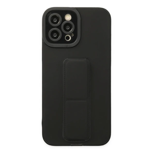iPhone 12 Pro Max Kılıf Mega Standlı Silikon - Siyah