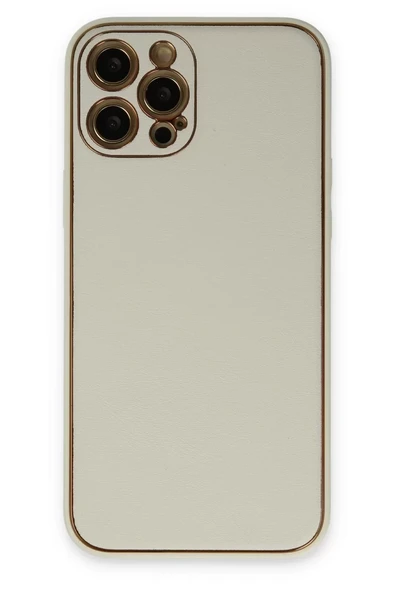 Newface Apple iPhone 12 Pro Kılıf Coco Deri Silikon Kapak - Beyaz ürün görseli 1