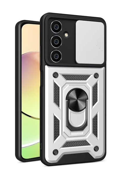 Newface Samsung Galaxy A15 4G Kılıf Pars Lens Yüzüklü Silikon - Gümüş ürün görseli 1