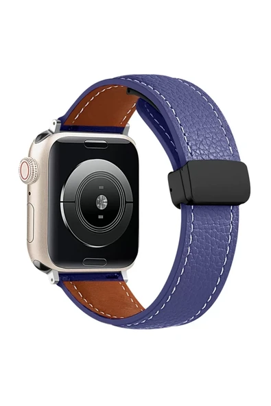 Newface Apple Watch 42mm KR414 Daks Deri Kordon - Lacivert ürün görseli 1
