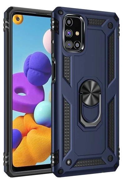 Newface Samsung Galaxy M51 Kılıf Sofya Yüzüklü Silikon Kapak - Lacivert ürün görseli 1