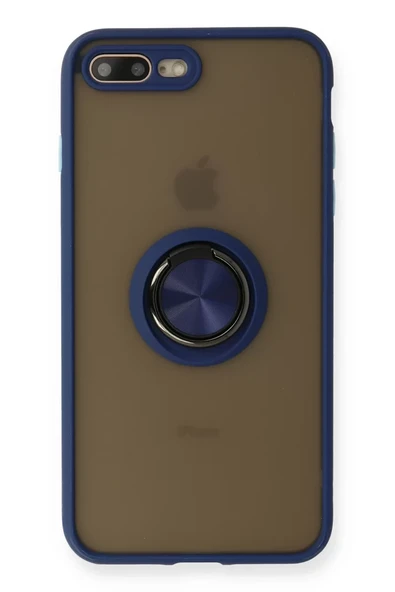 Newface Apple iPhone 7 Plus Kılıf Montreal Yüzüklü Silikon Kapak - Lacivert ürün görseli 1