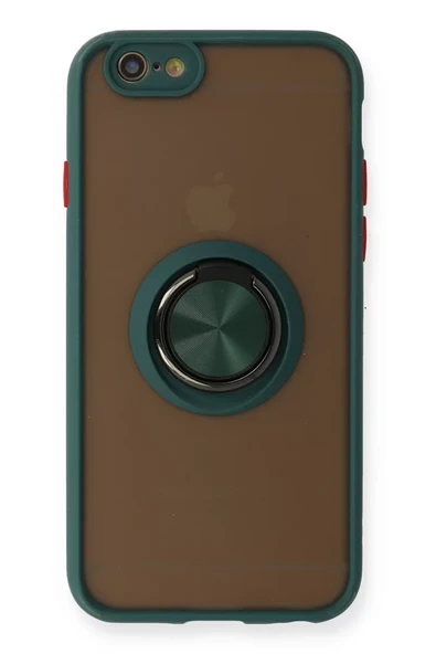 Newface Apple iPhone 6 Kılıf Montreal Yüzüklü Silikon Kapak - Yeşil ürün görseli 1