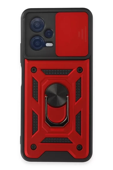 Newface Xiaomi Redmi Note 12 5G Kılıf Pars Lens Yüzüklü Silikon - Kırmızı ürün görseli 1