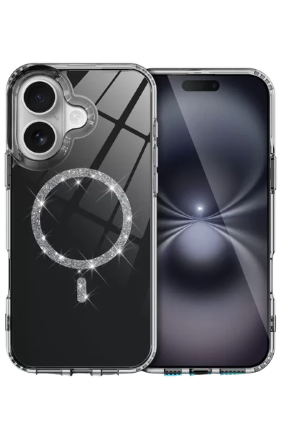Newface Apple iPhone 16 Live Diamond Magsafe Kapak - Siyah ürün görseli 1