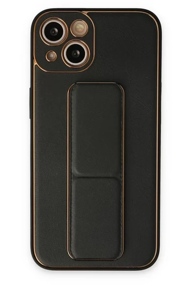 Newface Apple iPhone 14 Plus Kılıf Coco Deri Standlı Kapak - Siyah ürün görseli 1