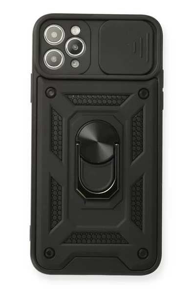 Newface Apple iPhone 11 Pro Max Kılıf Pars Lens Yüzüklü Silikon - Siyah ürün görseli 1