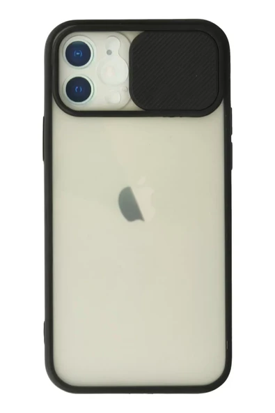 Newface Apple iPhone 12 Kılıf Palm Buzlu Kamera Sürgülü Silikon - Siyah ürün görseli 1