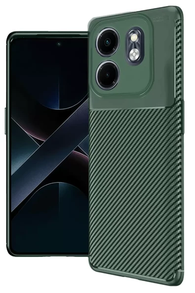 Newface İnfinix Hot 50i 4G Kılıf Auto Focus Karbon Kapak - Koyu Yeşil ürün görseli 1