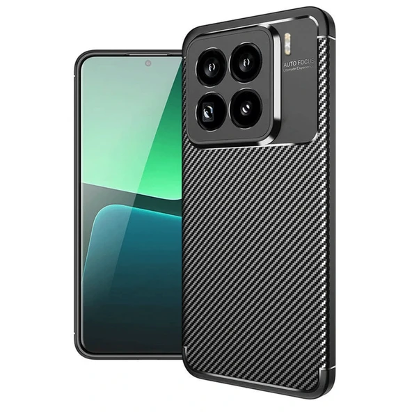 Mi 15 Pro Kılıf Auto Focus Karbon Kapak - Siyah