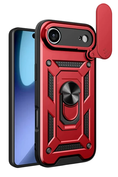 Newface Apple iPhone 17 Air Pars Lens Yüzüklü Silikon - Kırmızı ürün görseli 1