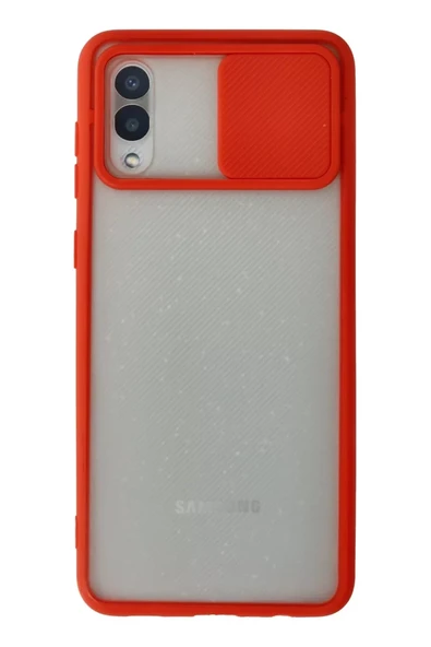 Newface Samsung Galaxy A02 Kılıf Palm Buzlu Kamera Sürgülü Silikon - Kırmızı ürün görseli 1