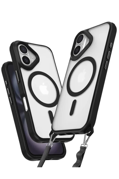 Newface Apple iPhone 16 Kılıf Enka Magsafe Silikon Kılıf - Siyah ürün görseli 1