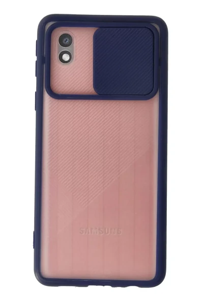 Newface Samsung Galaxy A01 Core Kılıf Palm Buzlu Kamera Sürgülü Silikon - Lacivert ürün görseli 1