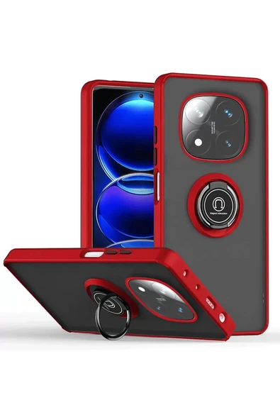 Newface Xiaomi Redmi Note 14 Pro 5G Kılıf Montreal Yüzüklü Silikon Kapak - Kırmızı ürün görseli 1