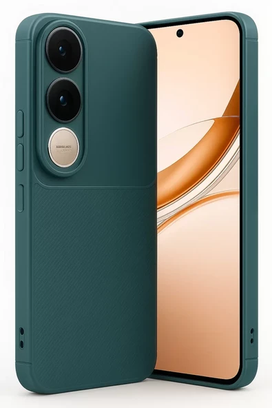 Newface Vivo V50 Lite 4G Auto Focus Karbon Kapak - Koyu Yeşil ürün görseli 1