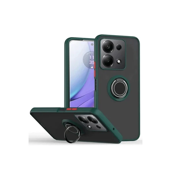 Redmi Note 13 Pro 5G Kılıf Montreal Yüzüklü Silikon Kapak - Yeşil