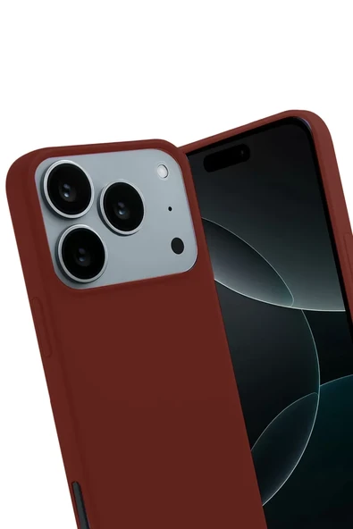 Newface Apple iPhone 17 Pro First Silikon - Bordo - Resim 3