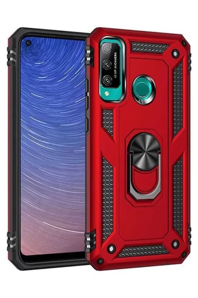 Newface Huawei P40 Lite E Kılıf Sofya Yüzüklü Silikon Kapak - Kırmızı ürün görseli 1