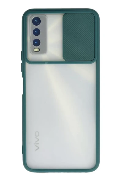 Newface Vivo Y11S Kılıf Palm Buzlu Kamera Sürgülü Silikon - Yeşil ürün görseli 1