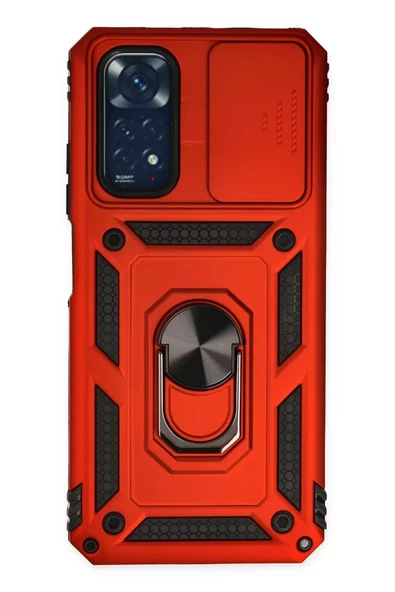 Newface Xiaomi Redmi Note 11 Kılıf Pars Lens Yüzüklü Silikon - Kırmızı ürün görseli 1
