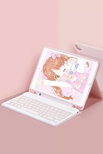 Newface Apple iPad Pro 12.9 (2024) Kılıf KC01 Smart Klavyeli Tablet Kılıfı - Pembe ürün görseli 1