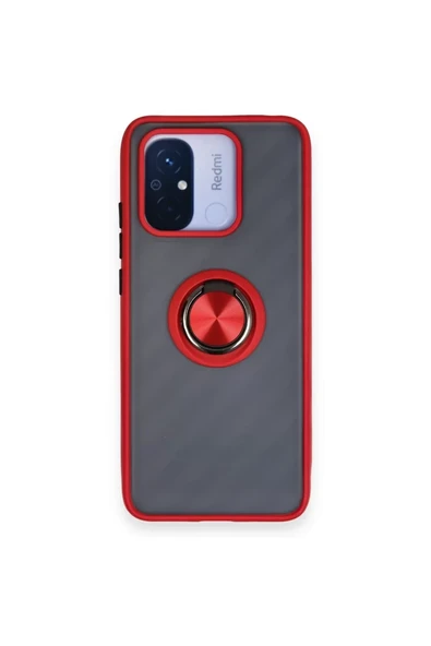 Newface Xiaomi Redmi 12C Kılıf Montreal Yüzüklü Silikon Kapak - Kırmızı ürün görseli 1