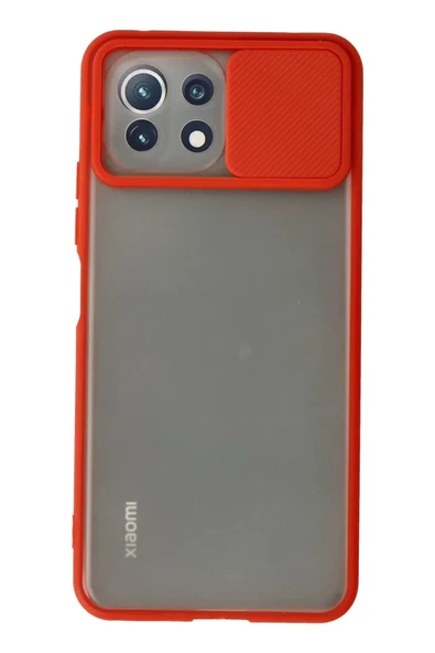 Newface Xiaomi Mİ 11 Lite Kılıf Palm Buzlu Kamera Sürgülü Silikon - Kırmızı ürün görseli 1