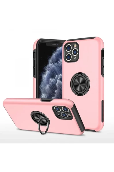Newface Apple iPhone 11 Pro Max Kılıf Elit Yüzüklü Kapak - Pembe ürün görseli 1