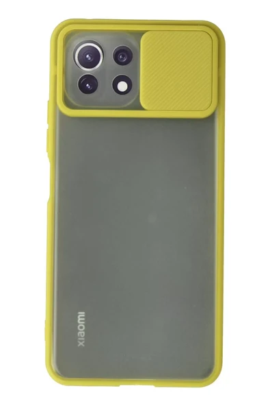 Newface Xiaomi Mİ 11 Lite Kılıf Palm Buzlu Kamera Sürgülü Silikon - Sarı ürün görseli 1