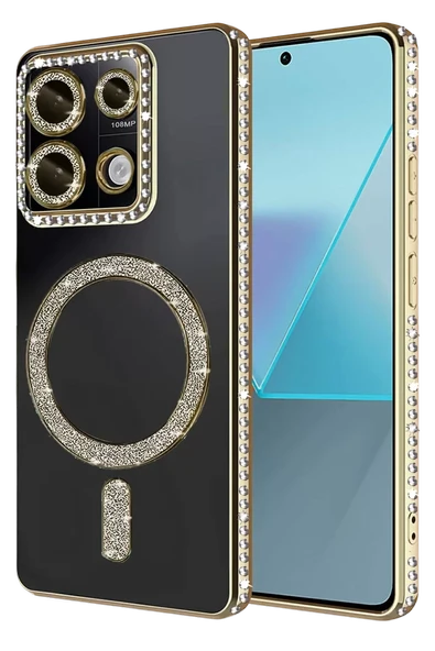 Newface Xiaomi Redmi 13C Joke Simli Magneticsafe Kılıf - Gold ürün görseli 1