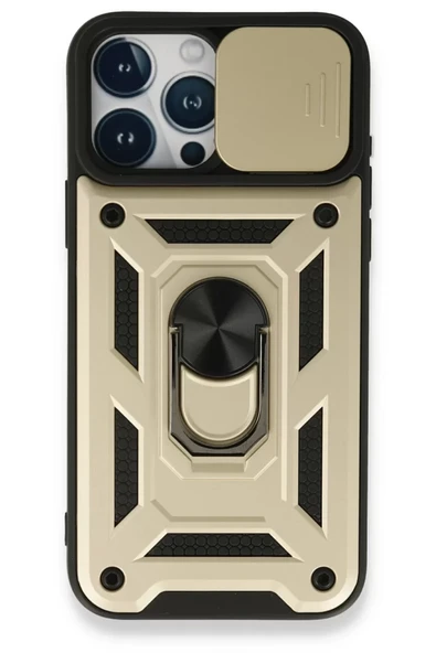 Newface Apple iPhone 15 Pro Kılıf Pars Lens Yüzüklü Silikon - Gold ürün görseli 1