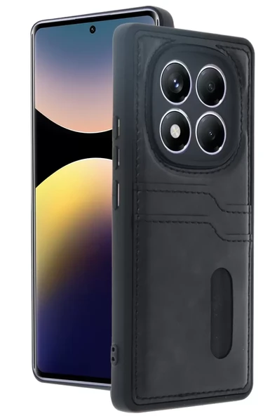 Newface Xiaomi Redmi Note 14 Pro 4G Kılıf Sara Kartvizitli Deri Kılıf - Siyah ürün görseli 1