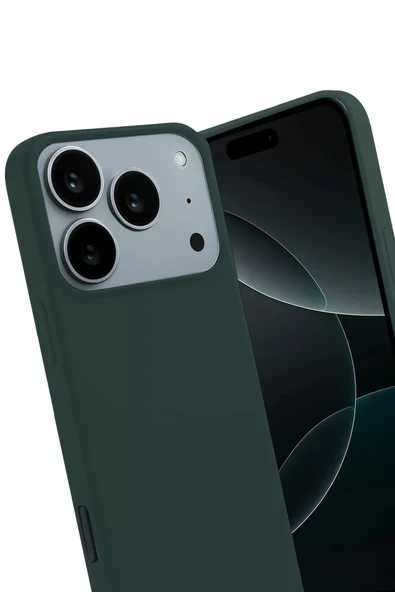 Newface Apple iPhone 17 Pro Max First Silikon - Koyu Yeşil - Resim 3