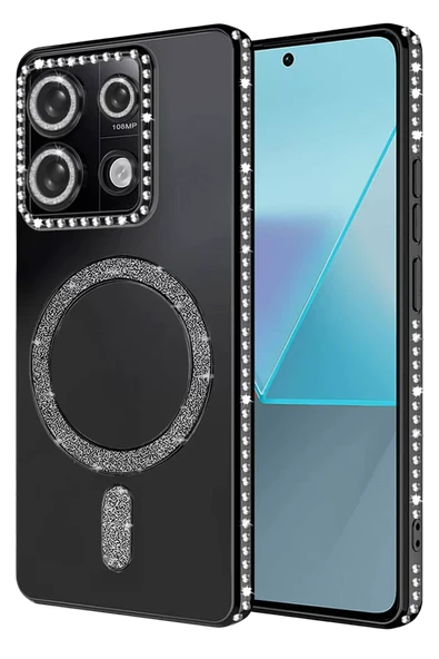 Newface Xiaomi Redmi Note 13 Pro 4G Joke Simli Magneticsafe Kılıf - Siyah ürün görseli 1