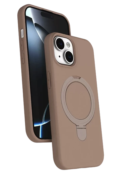 Newface Apple iPhone 15 Plus Regal Magsafe Standlı Kapak - Çöl Titanyum ürün görseli 1