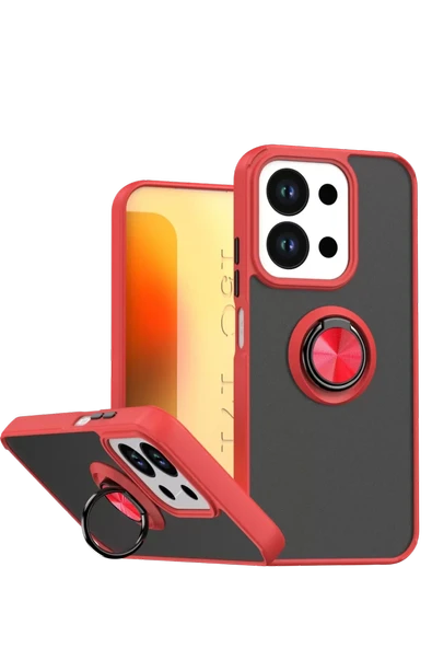 Newface Xiaomi Redmi 15C 4G Montreal Yüzüklü Silikon Kapak - Kırmızı ürün görseli 1