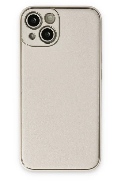 Newface Apple iPhone 14 Plus Kılıf Coco Deri Silikon Kapak - Beyaz ürün görseli 1