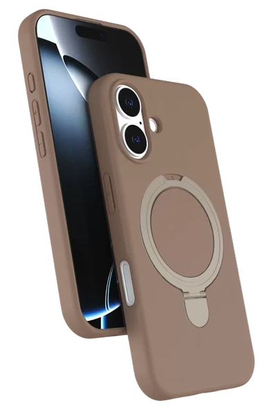 Newface Apple iPhone 16 Plus Regal Magsafe Standlı Kapak - Çöl Titanyum ürün görseli 1